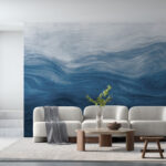 Papier peint Peinture abstraite de vagues bleues et blanches
