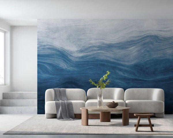 Peinture abstraite de vagues bleues et blanches Papier peint Peinture abstraite de vagues bleues et blanches