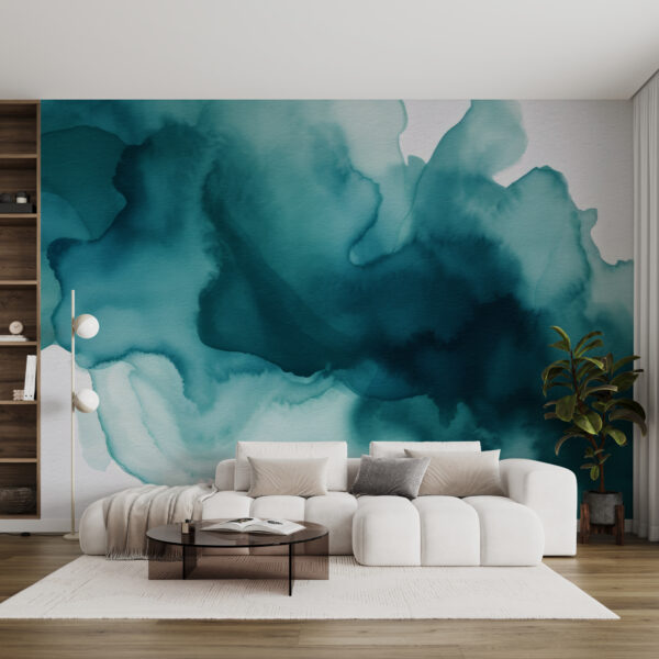Encre turquoise tourbillonnant dans l'eau Papier peint Encre turquoise tourbillonnant dans l'eau