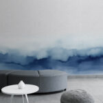 Papier peint Aquarelle bleue et blanche