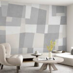 Papier peint Rectangles gris et blancs