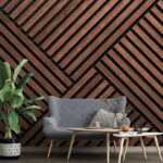 Papier peint Planches de bois sur une surface noire