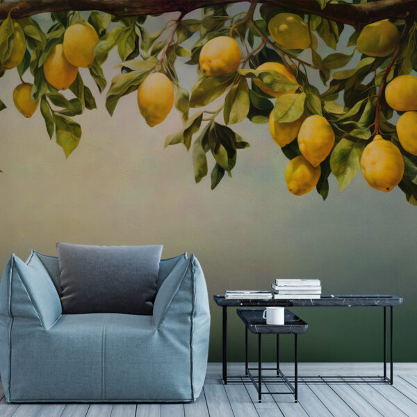 Citrons suspendus à la branche du dessus Papier peint Citrons suspendus à la branche du dessus
