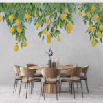 Papier peint Citrons suspendus à des branches feuillues
