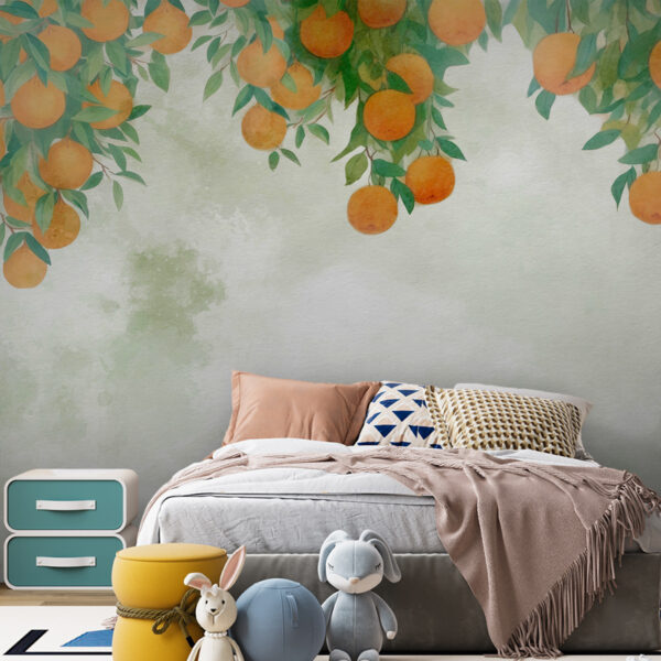 Oranges suspendues à une branche d'arbre Papier peint Oranges suspendues à une branche d'arbre
