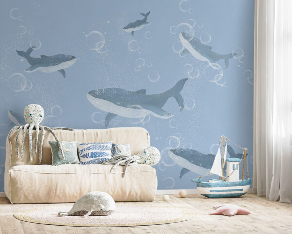Baleine nageant dans l'eau Papier peint Baleine nageant dans l'eau