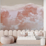 Papier peint Nuages roses dans le ciel.