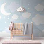 Papier peint Lune et nuages dans le ciel