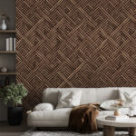 Papier peint Texture géométrique tissée en brun