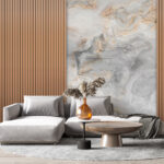 Papier peint Design mural en bois texturé et marbre