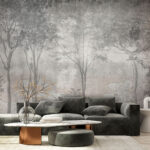 Papier peint Groupe d'arbres avec des feuilles