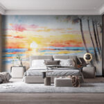 Papier peint Aquarelle d'une plage
