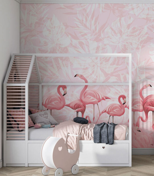Groupe de flamants roses Papier peint Groupe de flamants roses