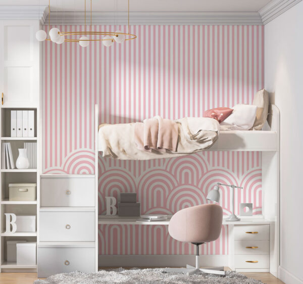 Motif rayé rose et blanc Papier peint Motif rayé rose et blanc