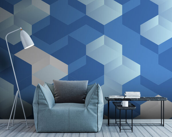 Cube bleu et blanc Papier peint Cube bleu et blanc