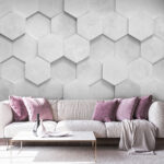 Papier peint Hexagone blanc sur une surface blanche
