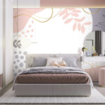 Papier peint Feuilles abstraites aux formes pastel