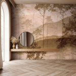 Papier peint Forêt brumeuse et montagnes lointaines