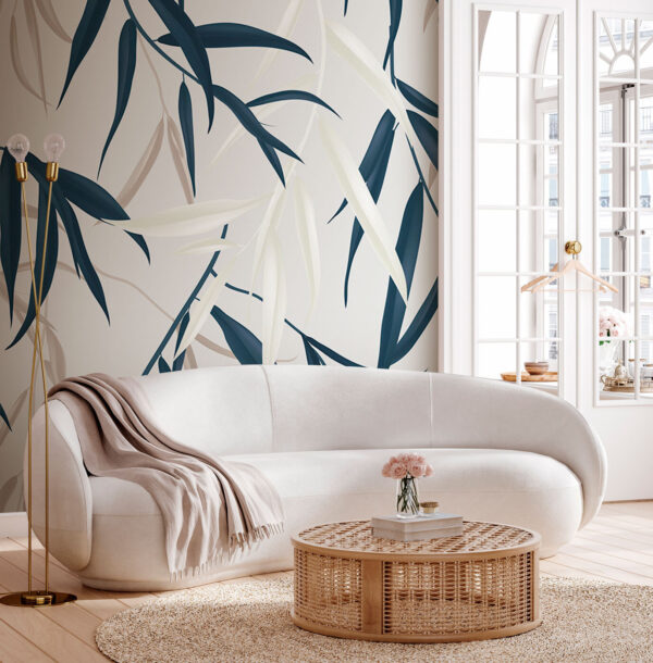 Papier peint Les feuilles créent un motif abstrait subtil