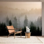 Papier peint Groupe d'arbres dans le brouillard