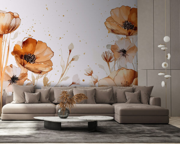Aquarelle vibrante de coquelicots en fleurs Papier peint Aquarelle vibrante de coquelicots en fleurs
