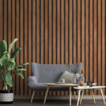 Papier peint Latte en bois avec bandes noires