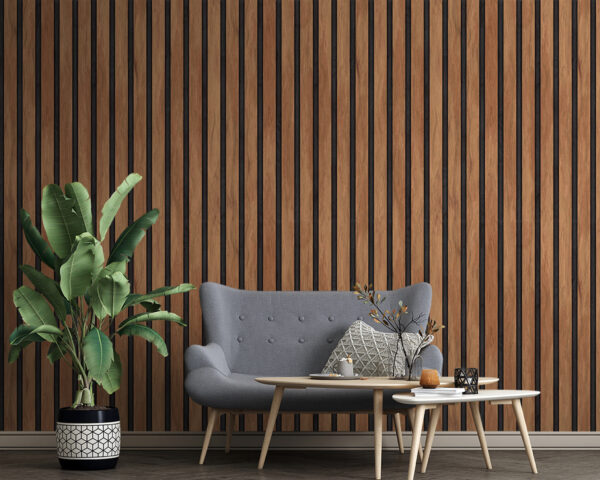 Latte en bois avec bandes noires Papier peint Latte en bois avec bandes noires