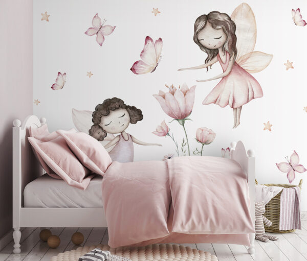Les fées dansent parmi les fleurs Papier peint Les fées dansent parmi les fleurs