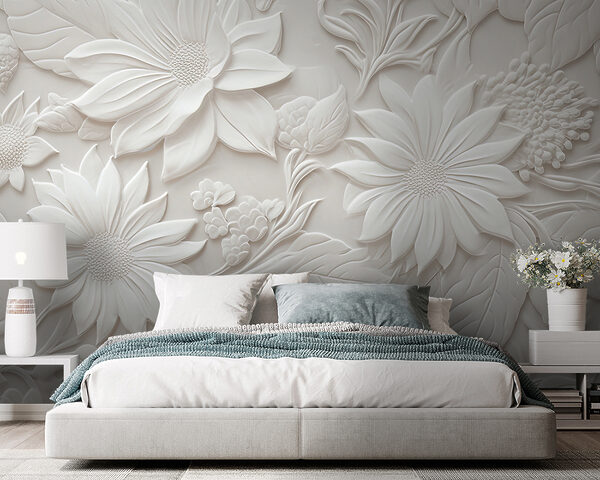 Papier peint Papier peint Motif floral complexe en relief. (UGS : u96695)