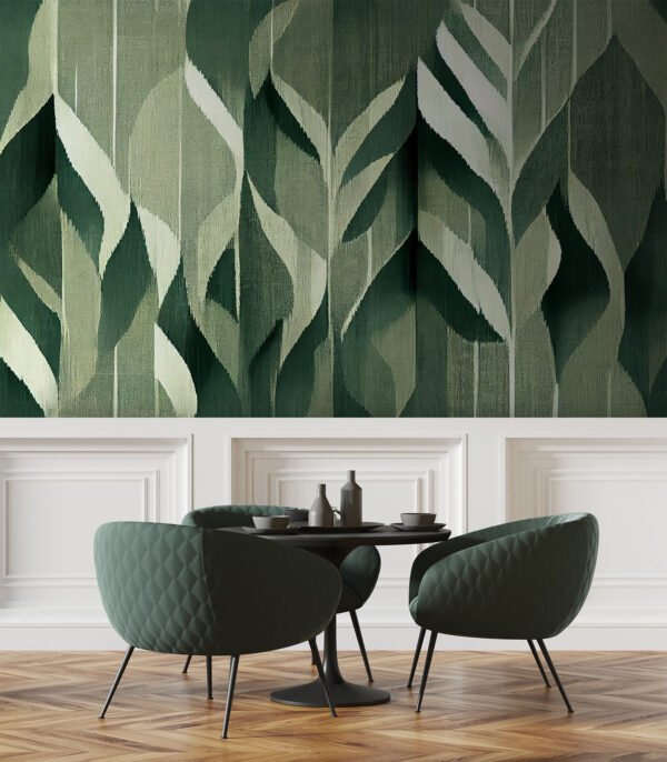 Motif abstrait de feuilles vertes Papier peint Motif abstrait de feuilles vertes