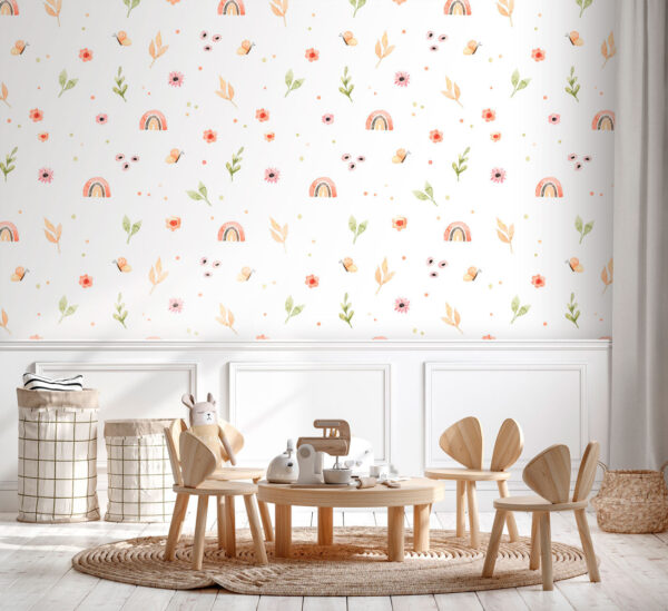 Motif naturel fantaisiste avec des arcs-en-ciel Papier peint Motif naturel fantaisiste avec des arcs-en-ciel