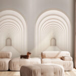 Papier peint Couloir blanc avec colonnes