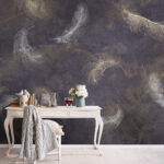Papier peint Plume blanche sur fond gris