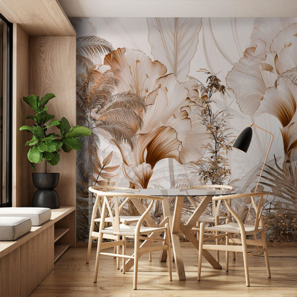 Feuillage tropical dans des tons sépia Papier peint Feuillage tropical dans des tons sépia