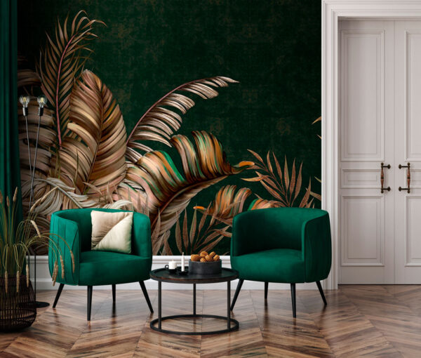 Papier peint Feuilles tropicales sur fond élégant