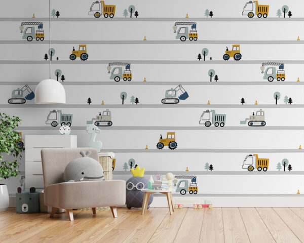 Papier peint Papier peint Tracteur jaune avec roues noires (UGS : u96465)