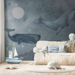Papier peint Baleine nageant dans l'eau