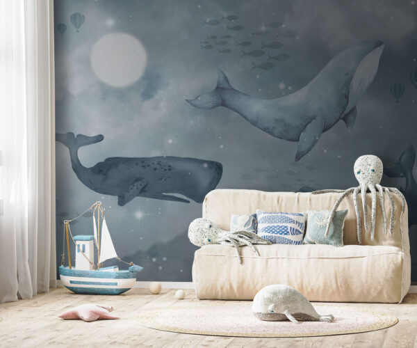 Baleine nageant dans l'eau Papier peint Baleine nageant dans l'eau