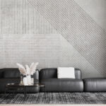 Papier peint Motif rayé gris et blanc