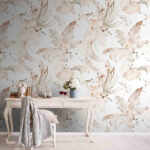 Papier peint Motif de fleurs et de feuilles