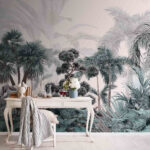Papier peint Paradis tropical avec une végétation luxuriante.