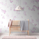 Papier peint Groupe de papillons sur fond blanc