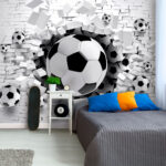 Papier peint Ballon de football noir et blanc
