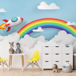 Papier peint Arc-en-ciel et nuages dans le ciel