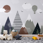 Papier peint Cercle brun avec nuages blancs