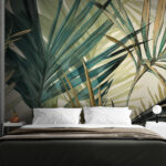 Papier peint Motif abstrait de feuilles tropicales