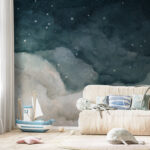 Papier peint Nuages et étoiles dans le ciel