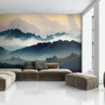 Papier peint Chaîne de montagnes avec nuages