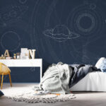Papier peint Cercle blanc sur fond bleu