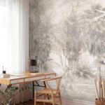 Papier peint Arbres tropicaux dans un paysage brumeux